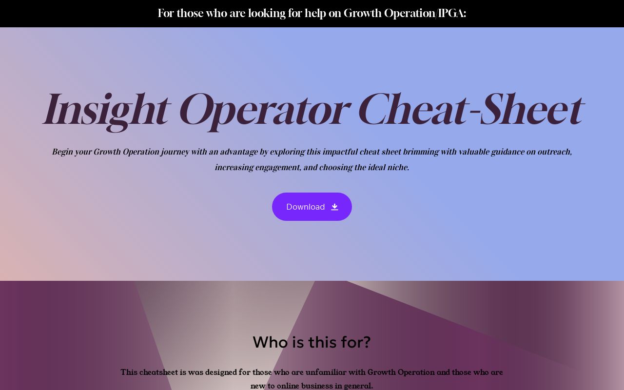 Insight Operator Cheat-Sheet